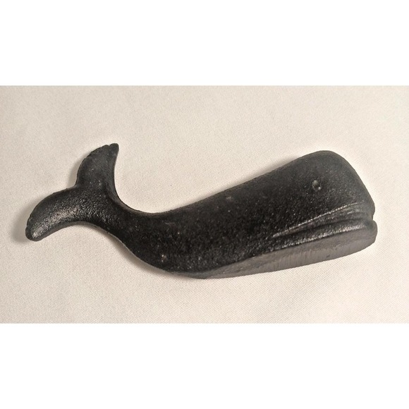 Vintage Cast Iron Whale Figurine Paperweight Black 4" Inch Small Statue Heavy - Picture 7 of 8